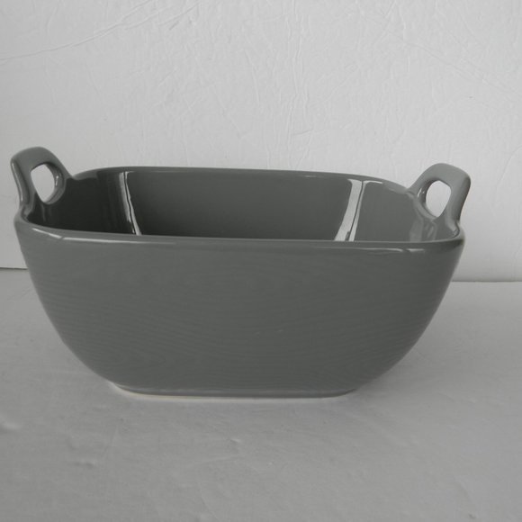 NEW TEMP-TATIONS WOODLAND GRAY RECTANGULAR SERVING BOWL BAKER 2QT W/HANDLES - Picture 1 of 6